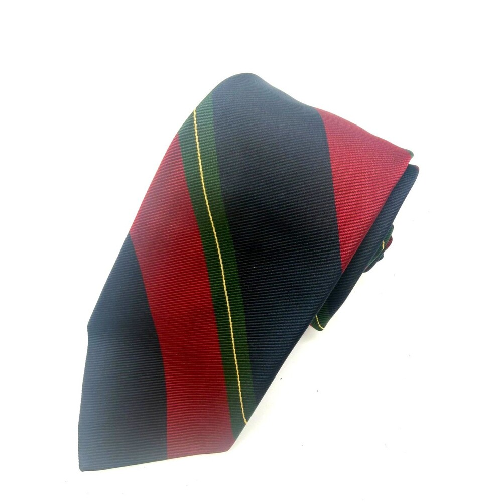 Vintage Briar Apparel Silk Tie Repp Stripe Red Green Navy Hollis Clothing USA